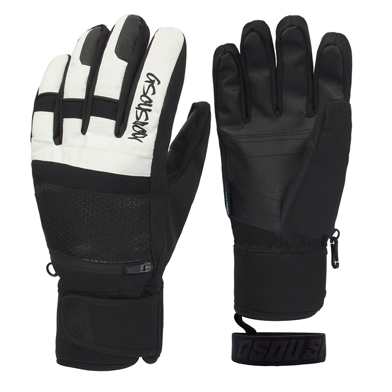 New adult ski gloves female waterproof wear professional double plate can put snow card warm five-finger riding gloves_voghion.com