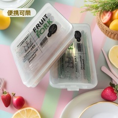 かわいい猫が果物を引っ掻く使い捨てプラスチック製ポータブルフルーツケーキ用ピック、食品グレード、インスタ映え、既製品、箱入り