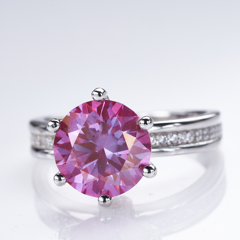 925 anillo de plata esterlina mujer 3 quilates rosa de piedra de moissanita ligera anillo de lujo chapado pt950 anillo al por mayor en stock