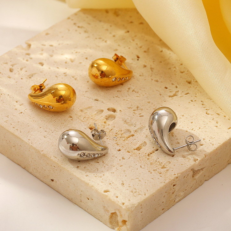 Brand fashionable trend stone inlay with zircon stainless steel