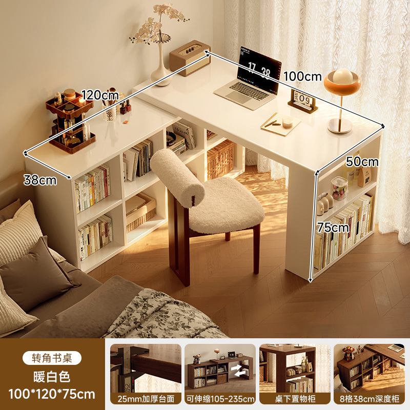 Esquina de madera maciza, escritorio, estantería, mesa integrada, dormitorio, hogar, tocador para estudiantes, escritorio para computadora en forma de l, oficina
