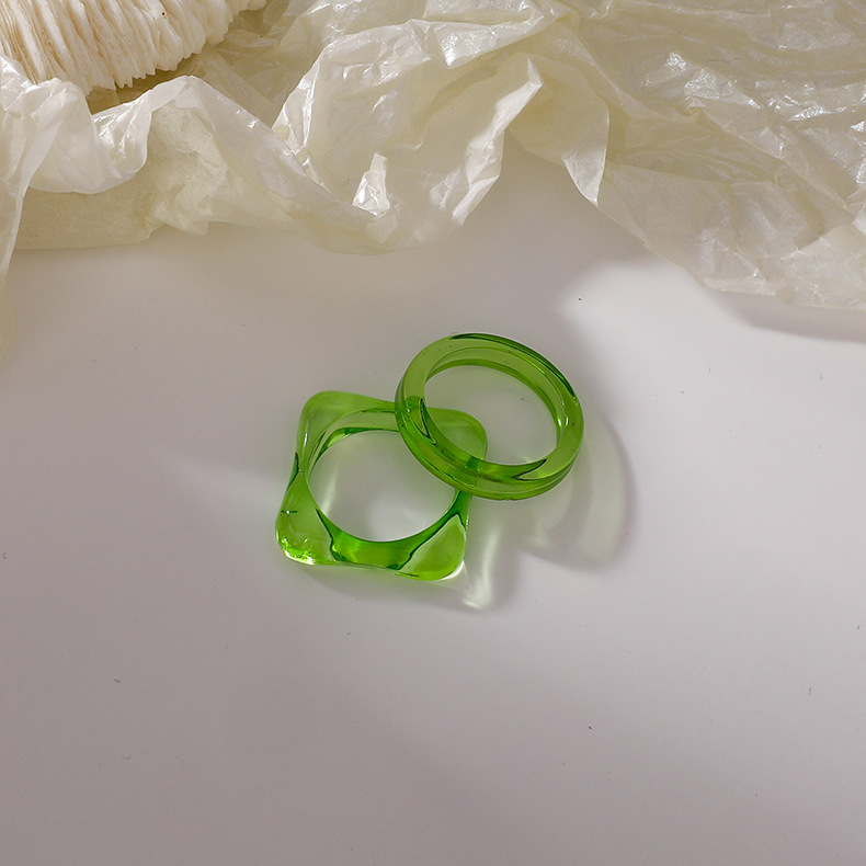 Fashion Color Square Acrylic Ring display picture 5