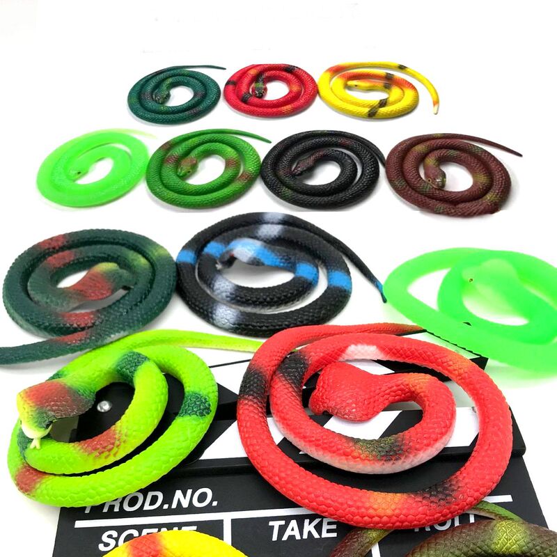 Simulated Rubber Cobra Round Head Snake Cartoon Animal 75cm Toy Snake Rubber Soft Snake Scary Trick Small Animal