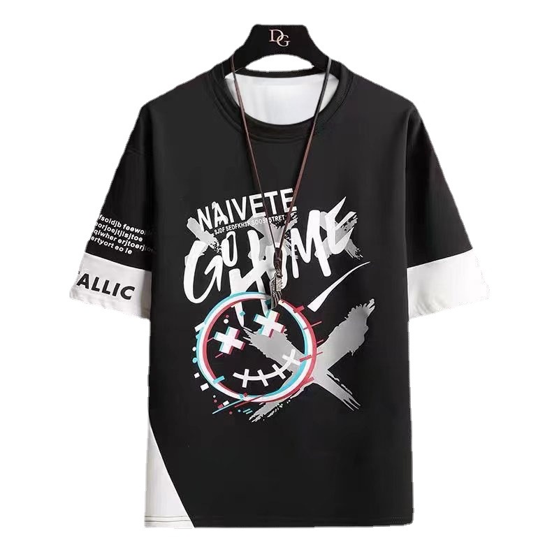 Deportes y ocio traje de verano de los hombres sueltos más tamaño camiseta pantalones cortos de manga corta traje de dos piezas de moda traje guapo a juego