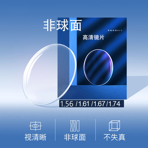 High-definition aspheric lenses, ultra-thin 1.56/1.61/1.67 anti-blue light and anti-radiation photochromic lenses for myopia glasses