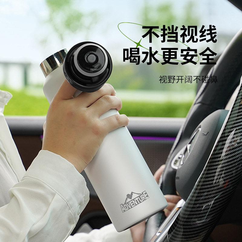 Taza termo rebotando con una mano, apertura con un botón, cubierta, deportes al aire libre de gran capacidad, bicicleta, montañismo, botella de agua portátil al por mayor