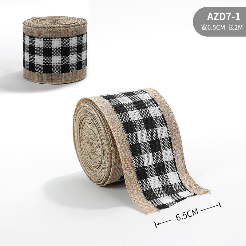 6,5 cm blanco y negro Plaid cáñamo borde