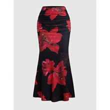 W 64916 Women's Printed A-Line Skirt ӡ������ȹ �羳ŷ��