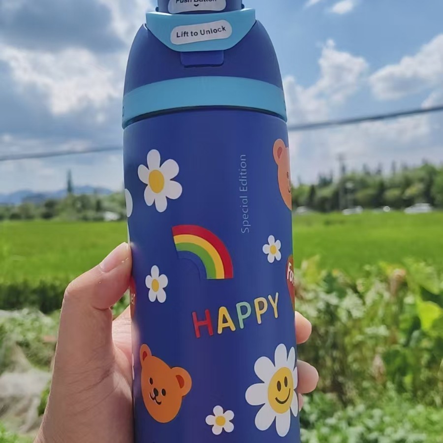 Vaso Aislado de Acero Inoxidable 304 Estilo Owala de Amazon con Asa, Botella de Agua Deportiva, Vaso de Doble Uso, Vaso para Agua, Regalo