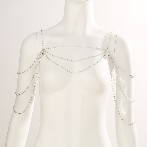Cross-border new accessories rhinestone shoulder chain sexy tassel multi-layer temperament clavicle chain rhinestone body chain chain