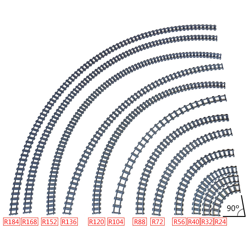 Bloques de construcción de tren de la ciudad Tren de la vía recta carril curvo carril Tenedor carril suave piezas de montaje Juguetes