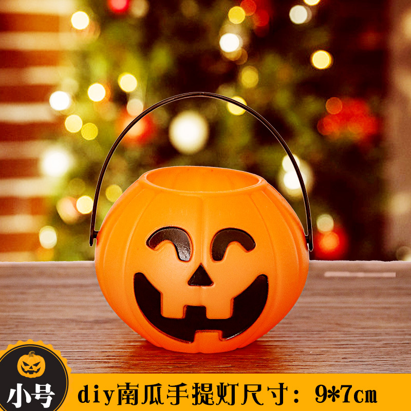 Linterna de Halloween calabaza canasta de lámpara de calabaza caja de dulces portátil para niños adornamiento accesorios bolsas de barril de calabaza especiales