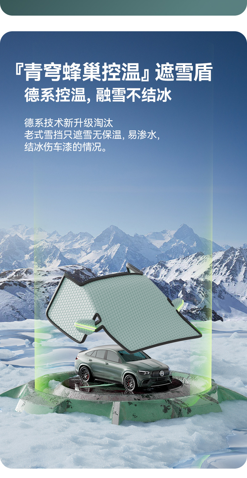 Car Snow Shield Honeycomb Three-Window Thickened Snow Shield Snow Cover Winter Thickened Front Shield Anti-Freeze Cover Cross-Border Wholesale