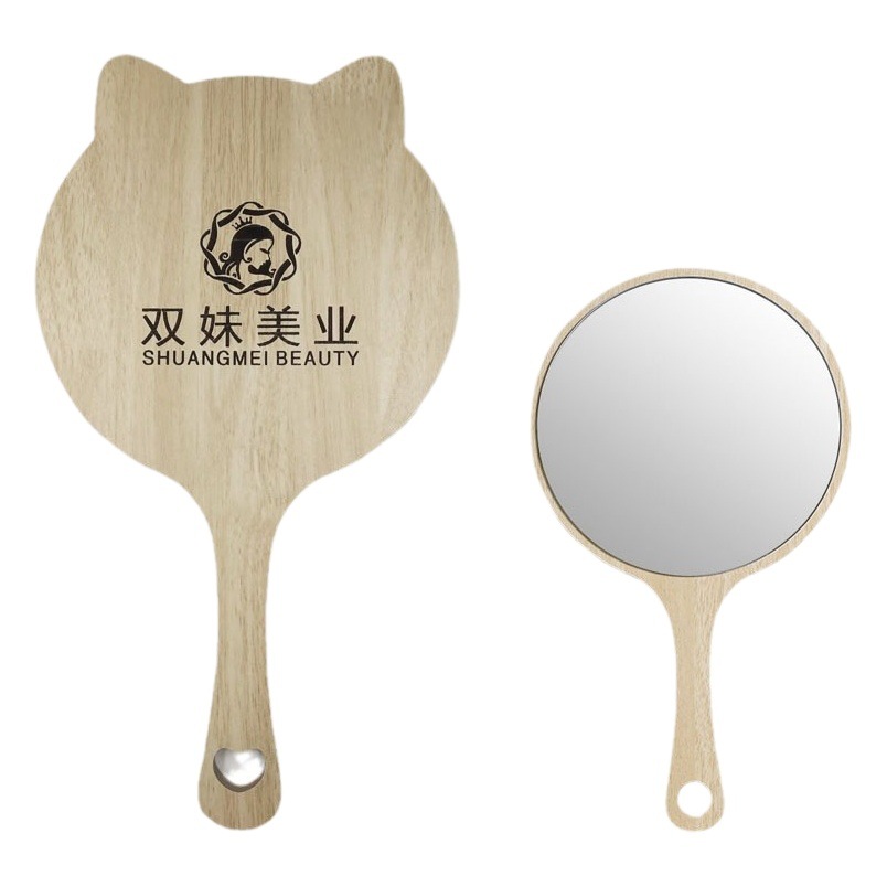 Espejo de Maquillaje Especial para Salón de Belleza con Mango para Mujer, Espejo de Mano para Tatuajes de Alta Definición, Espejo Pequeño Portátil de Madera.