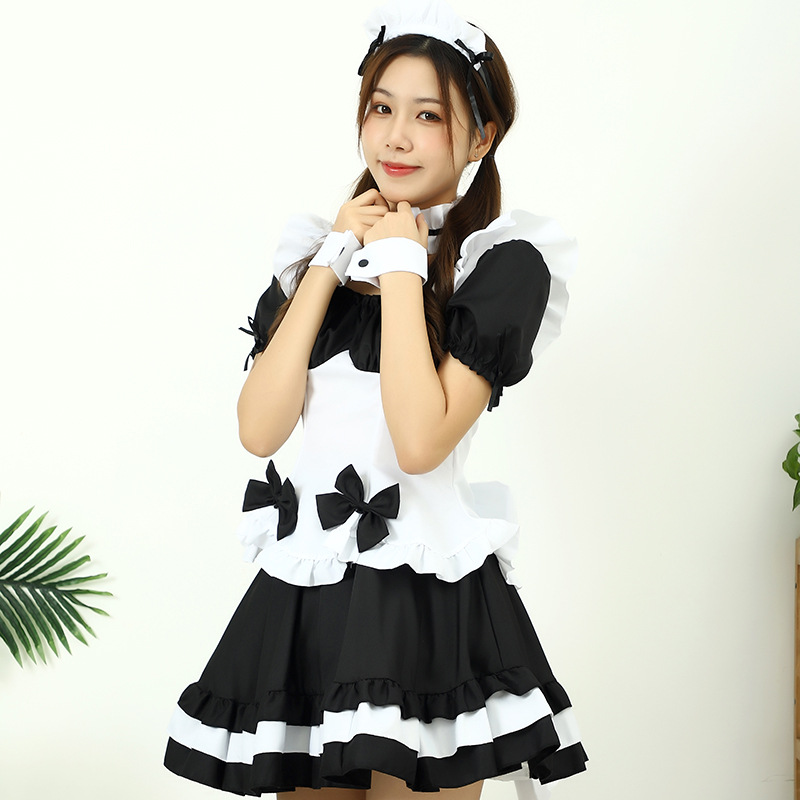 게임 의상 코스프레 기적 따뜻한 흑백 초콜릿 메이드 로리타 공주 원피스 재고
