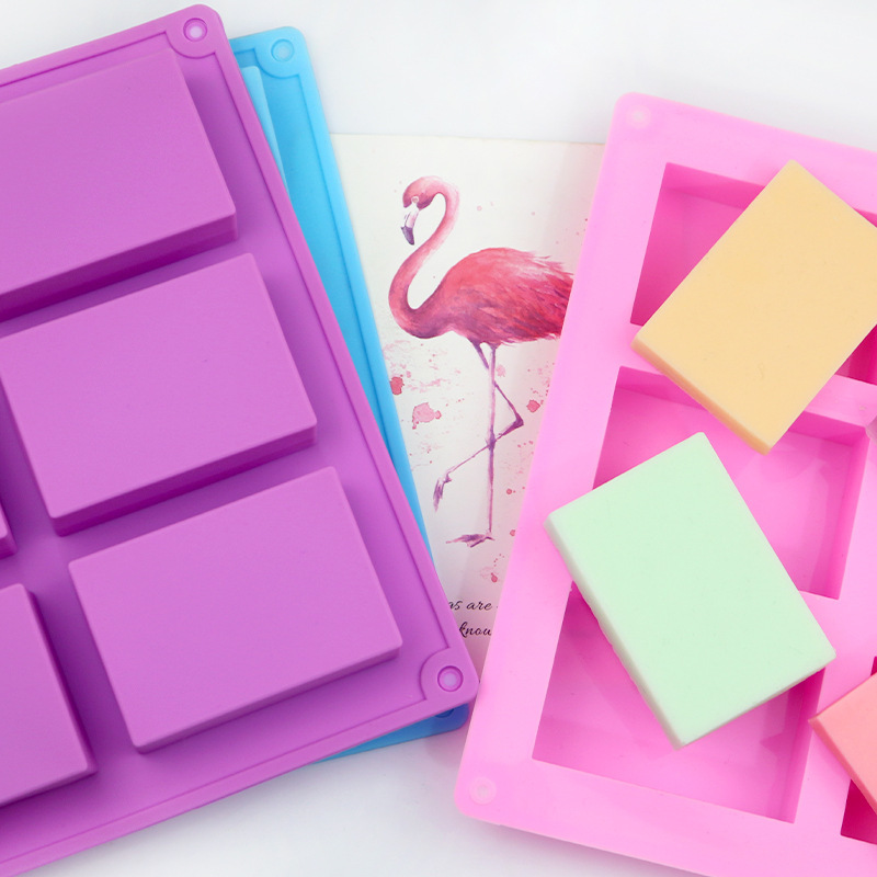 Judy Point 6-Piece Rectangular Soap Mold, Silicone Cake Mold, Cold Process Soap Mold, Rectangular, Aromatherapy Mold, Food-Grade Silicone