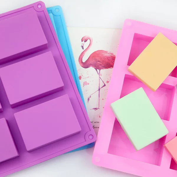 Judy Point 6-Piece Rectangular Soap Mold, Silicone Cake Mold, Cold Process Soap Mold, Rectangular, Aromatherapy Mold, Food-Grade Silicone
