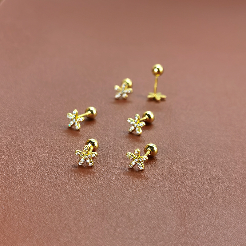 Oreja espárragos 2022 nueva moda flor tornillo giro sueño-libre Pick-libre nicho diseño Super Flash oreja hueso pendientes