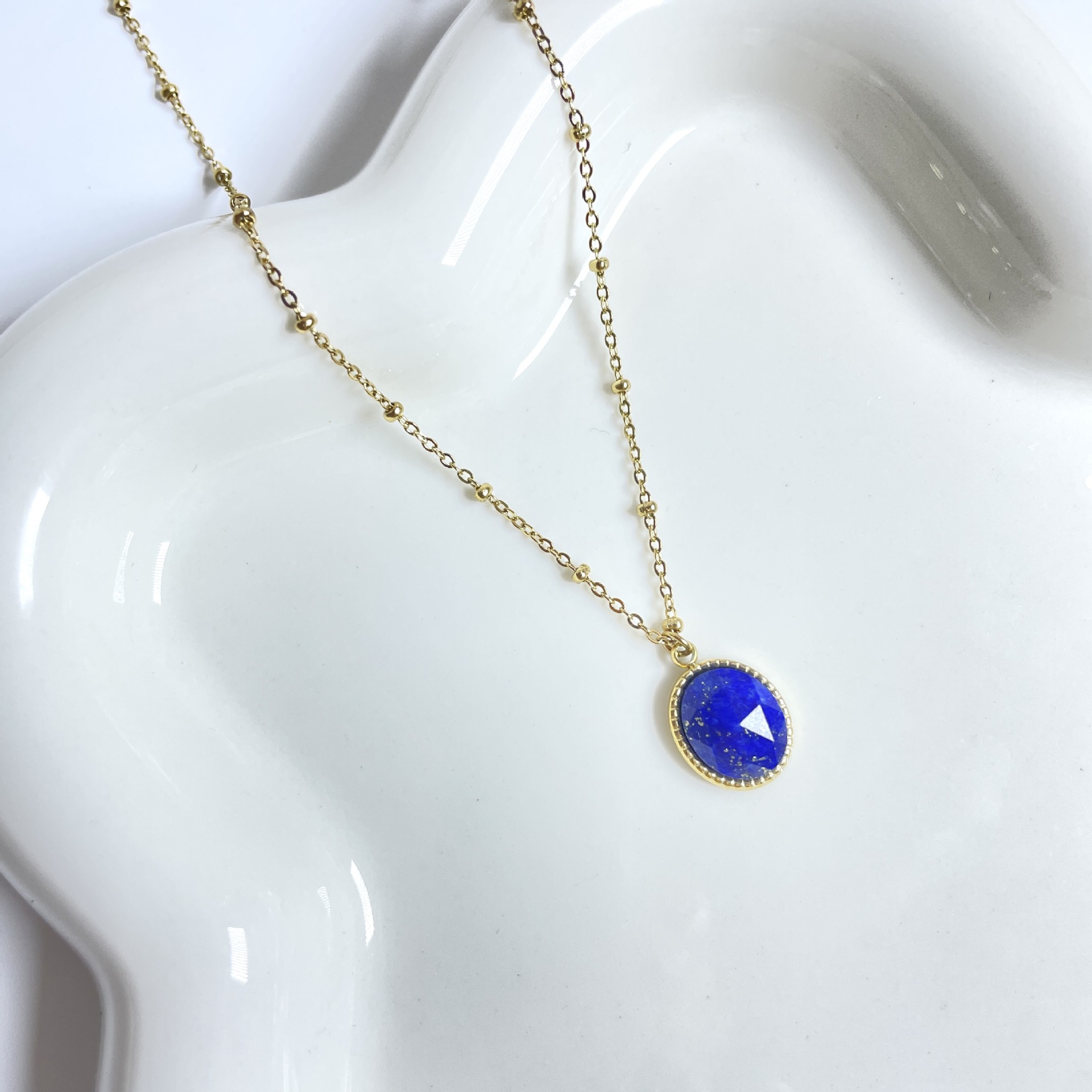 Simple Style Geometric Natural Stone Titanium Steel Pendant Necklace In Bulk display picture 5