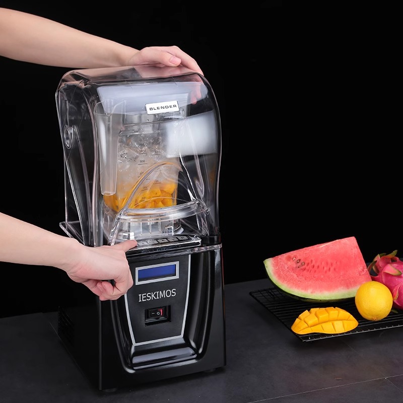 Mezcladora 110V máquina de hielo de arena tienda de té de leche comercial máquina de cocina de jugo con cubierta máquina de batido de hielo silenciosa