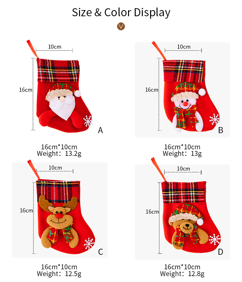 Noël Mignon Ours Bonhomme De Neige Wapiti Chiffon Fête Chaussettes De Noël 1 Pièce display picture 1