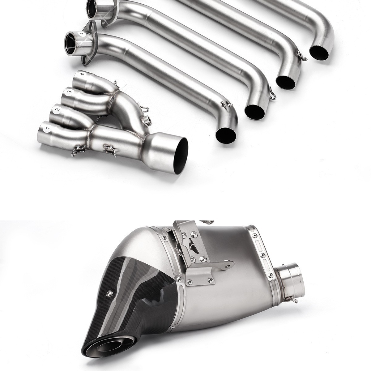 Adecuado para Honda CB 650r modificado delantero/tubo de escape completo Acero inoxidable escape 19-22