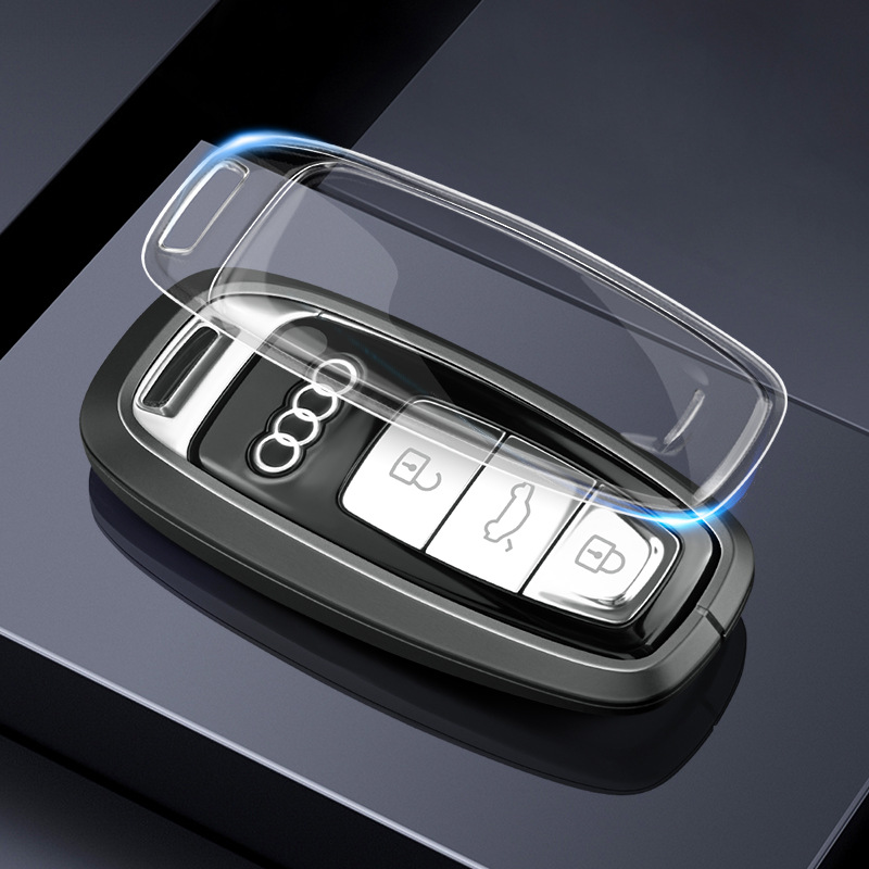 適用2023新款奧迪a6l鑰匙套q5l高檔q7網紅a8全包a3時尚男車標殼扣