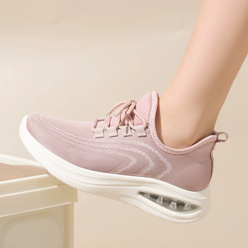 2025 трансграничная новая женская обувь корейская повседневная воздушная подушка летающая сетка женская спортивная обувь легкая и дышащая мода