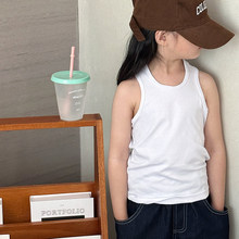 儿童背心2025打底衫男女童工字背心圆领白色内搭韩版童装一件代发