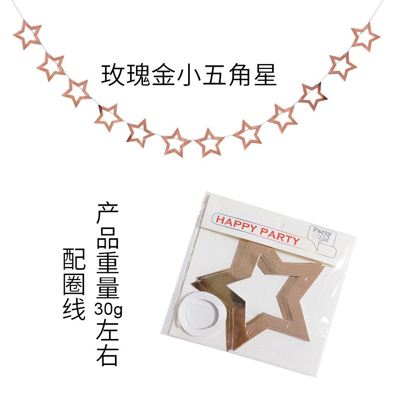 Estrella de pentacos hueca feliz cumpleaños estrellas de dibujo de flores pared espejo de decoración festiva prop fiestas de dibujo de banderas