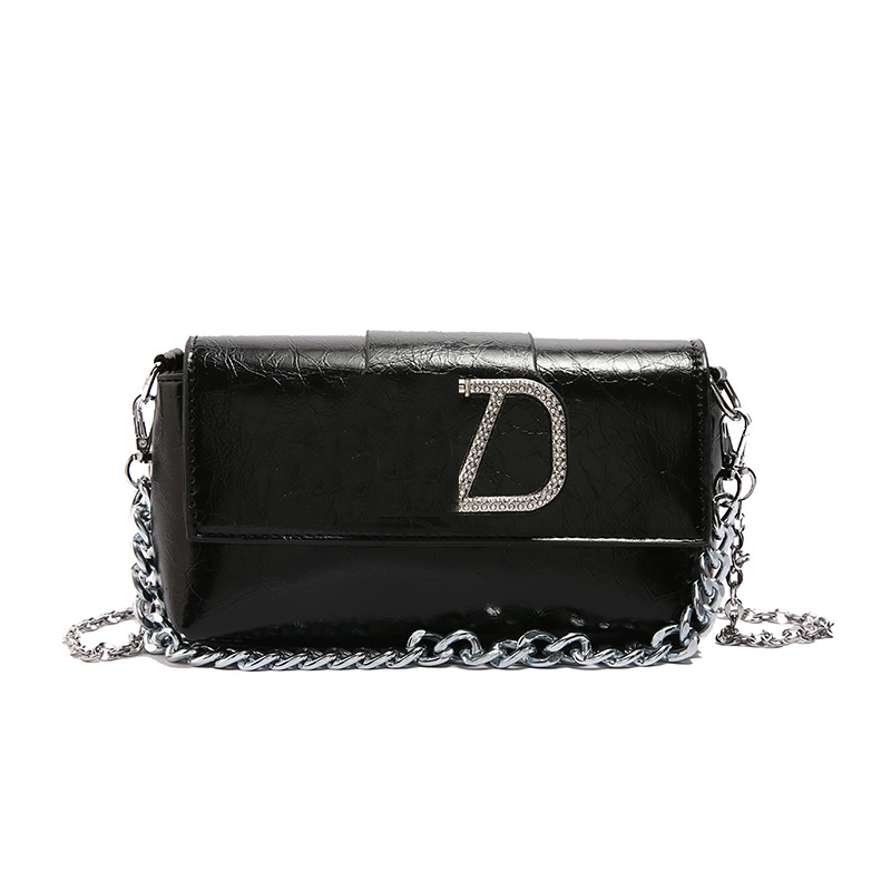 Bolso de hombro transfronterizo para mujer, cadena retro europea y americana, bolso cuadrado pequeño con incrustaciones de diamantes, bolso de mensajero de moda de alta gama