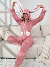 K 94862 Heart Pattern 3D Ears Coral Fleece Pajamas ����ɺ��