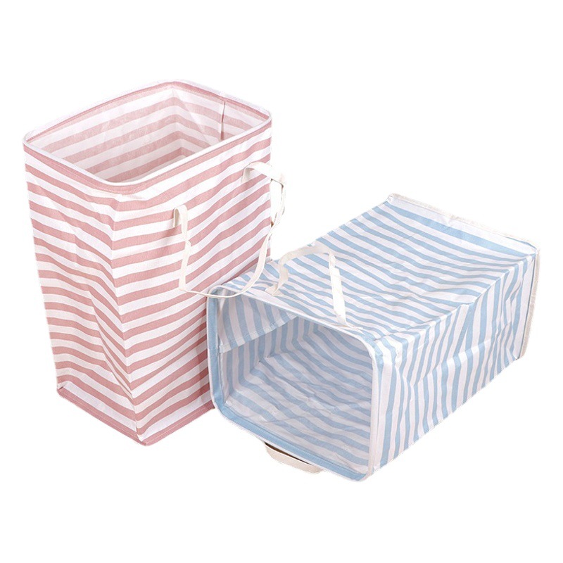Cross-border Amazon plegable a prueba de humedad a rayas cesta de lavandería en casa cesta de almacenamiento de ropa Cubo de almacenamiento de juguete