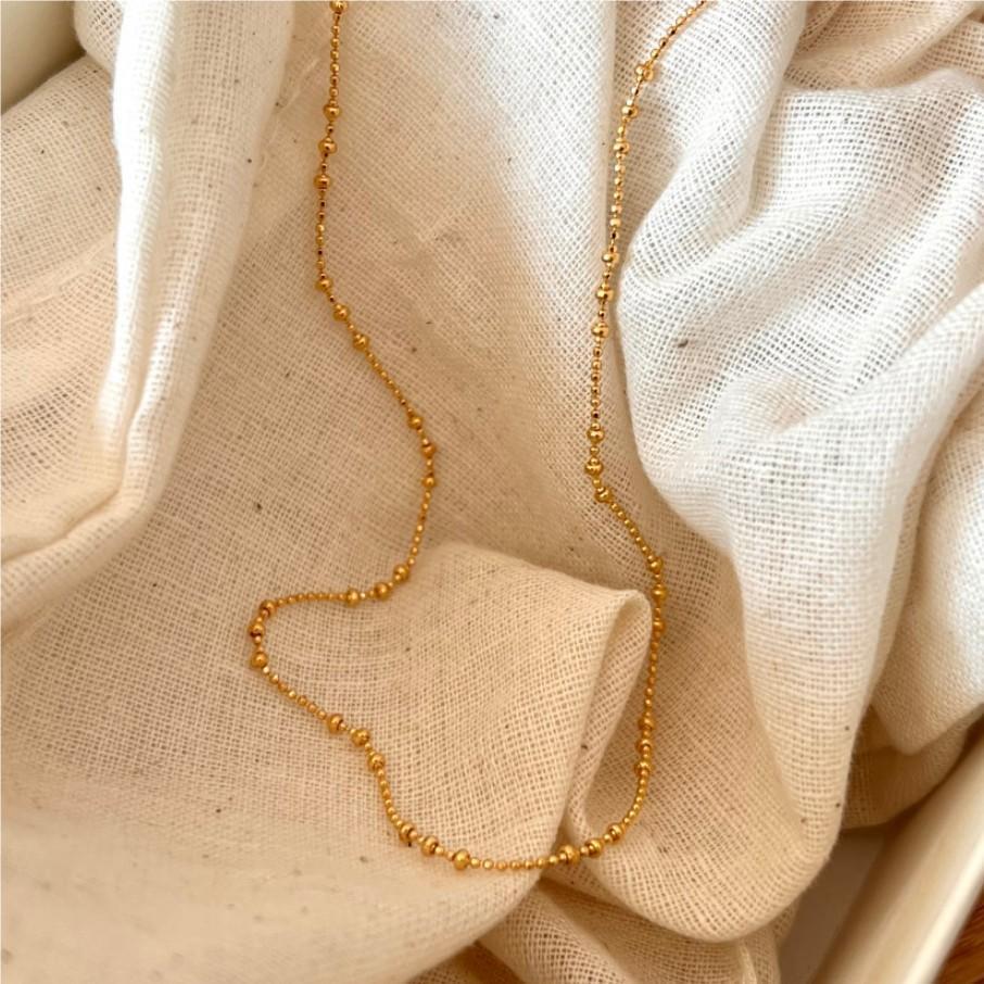 Solid Color Pattern Women'S Gender Plating Design 925 Sterling Silver Ball Chain Plating Solid Color Necklace