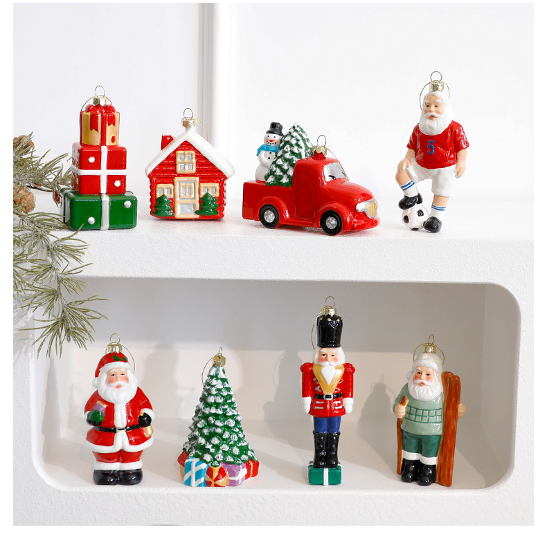 Christmas Ornaments Bulk Set – Santa, Nutcracker, Houses & More (24-Piece Assorted Decorations, Shatterproof Plastic, European-Style Holiday Decor)_voghion.com