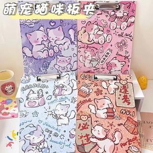 Cat and Cat Text Plate Folder A4 high -face -value -faced plywood folder folder multifunctional student in writing board pad