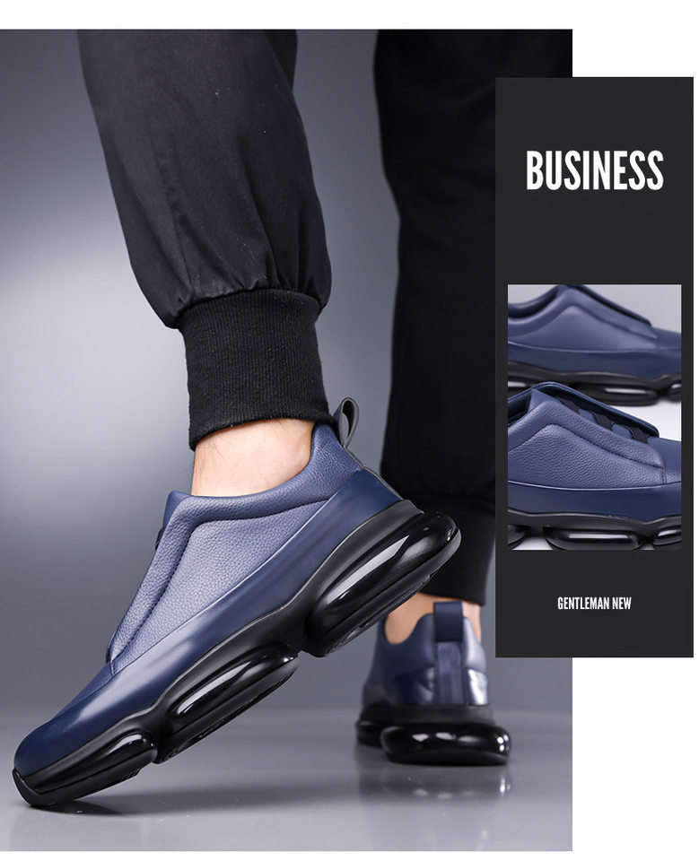 Giày thể thao nam cổ cao dáng sneaker buộc dây, đế bằng chống trơn trượt, thoáng khí — Màu đen, màu xanh chi tiết 13