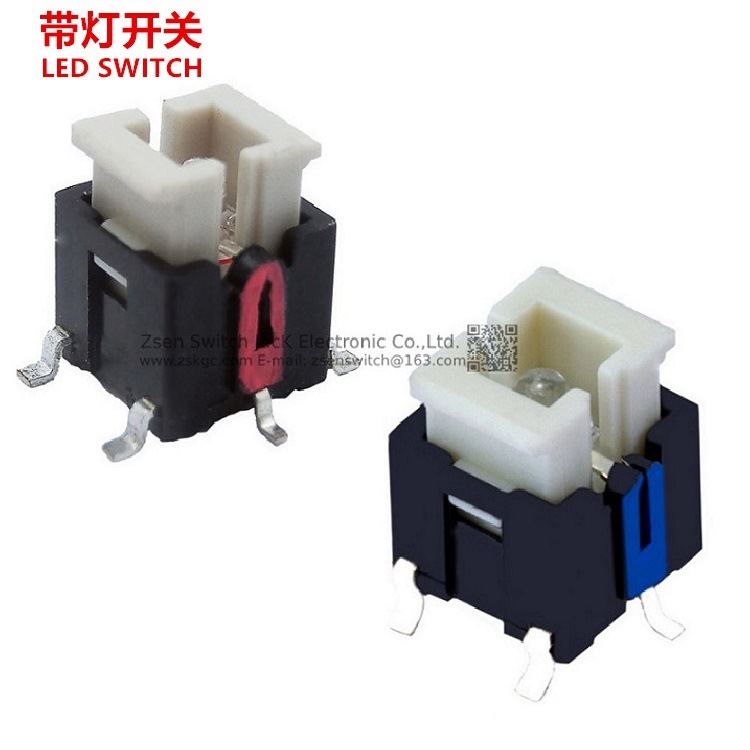 轻触开关贴片带灯  按键开关led带灯SMD  微型smt带灯按钮开关