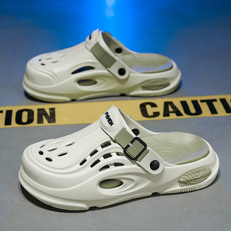 Мужская летняя верхняя одежда Croc, нескользящие полутапочки Baotou двойного назначения для занятий спортом на открытом воздухе и пляжные сандалии большого размера