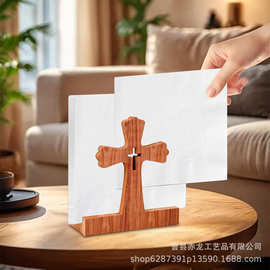 木质纸巾架万圣节派对桌面装饰立式餐巾纸架十字架造型抽纸架摆件