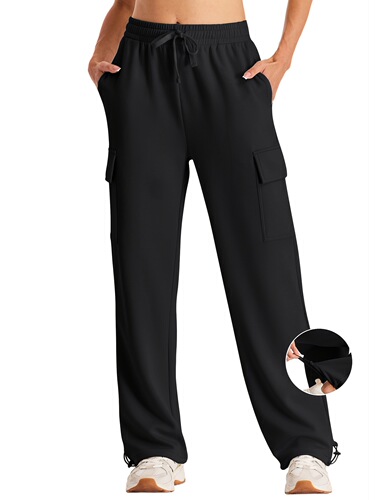 Women's High Waisted Cargo Sweatpants Gray Wide Leg Cross-border