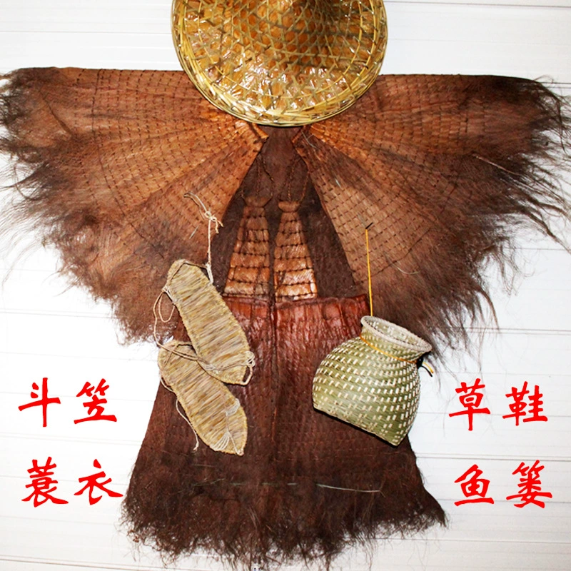 Древний плащ с декоративной соломенной шляпой, носимая соломенная шляпа для украшения фермерского дома, соломенные сандалии, соломенная шляпа, реквизит для плаща.