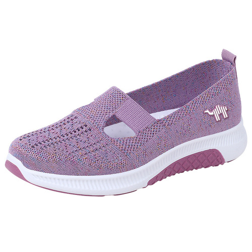 Feiwei mesh breathable women's shoes lazy slip-on mom's shoes flat casual non-slip soft-soled sneakers