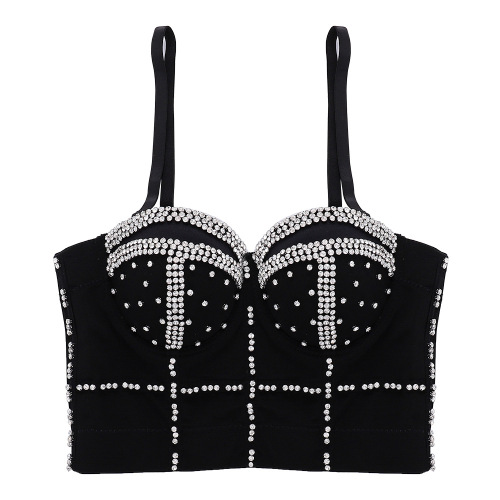 Amazon beaded bright diamond tube top fish bone shaping outer bra bra performance clothing gathered heavy industry suspenders women's fashion