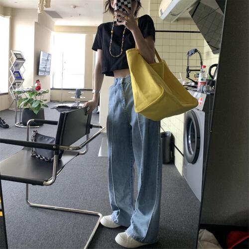 Huanghuangjia solid color canvas bag 2024 new ins women's bag large capacity simple Korean style single shoulder literary crossbody bag