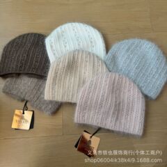 跨境亚马逊兔毛水钻针织帽帽子女秋冬保暖套头帽中老年防寒妈妈帽