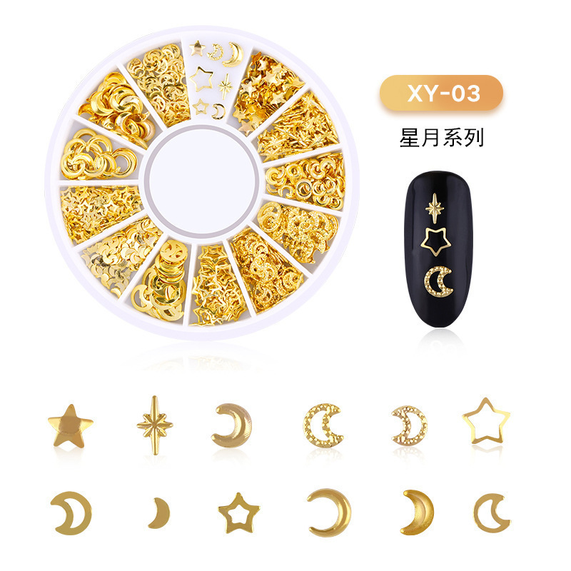 越境爆金ネイルアクセサリー星月リベット日系抜き合金爪装飾リベットアクセサリーメーカー直販|undefined