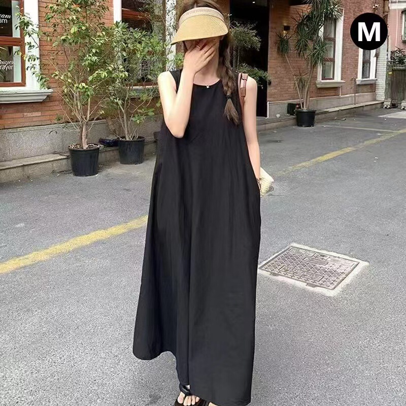 Cross-border Wholesale Elegant Sleeveless Backless dress Loose New Style Fresh Hollow Crewneck Vacation Vacation Vacation Dress for Women