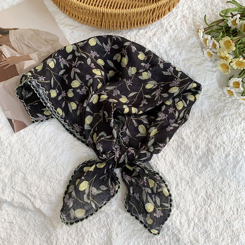 Bufanda de seda, bufanda cuadrada pequeña, protección para el cuello, bufanda pequeña, bolsa de flores de verano, pañuelo en la cabeza, cinturón de recurrencia pastoral, bolsa de cabello atada, bufanda de seda