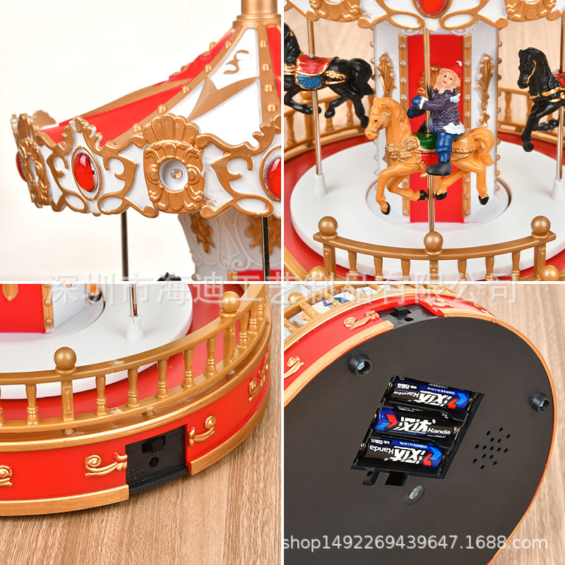 Nuevo carrossel luminoso caja de música caja de música regalos de Navidad decoraciones de Navidad regalos para niños image 5